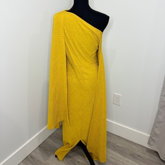 SHEIN Yellow Long Sleeve Cape Formal Dress (L) - Picture 6 of 10